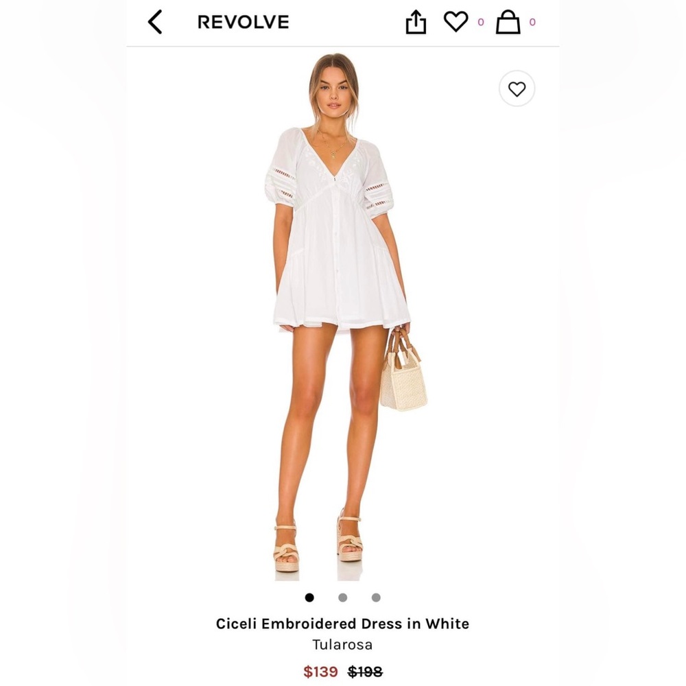 Revolve - TULAROSA Ciceli Embroidered Dress in White Size Small